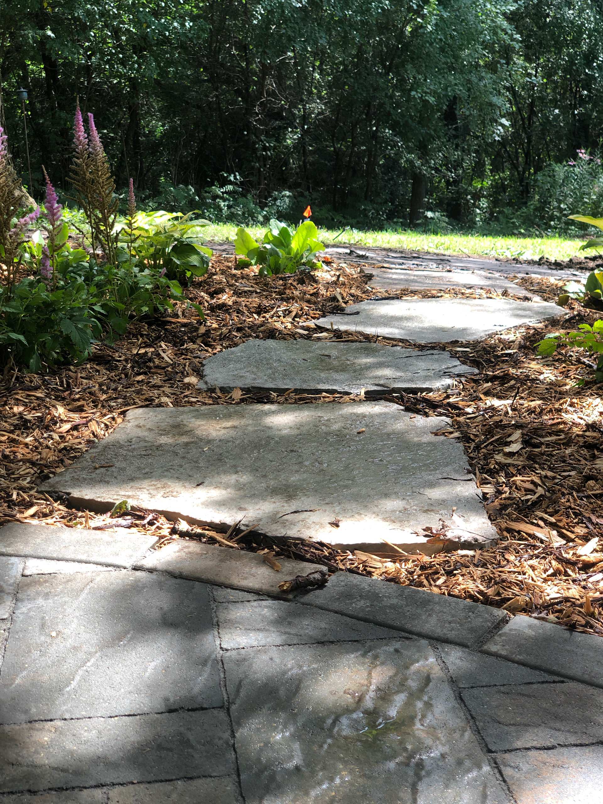 Natural Stone Walkway Low-Maintenance Landscaping